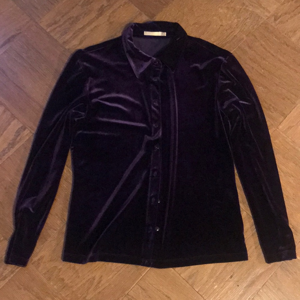 Purple Velvet Button Down